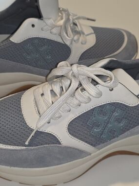 Tory Burch Gray & White Athletic Sneakers